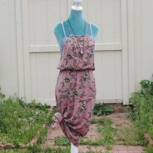 Floral Halter Drawstring Maxi Dress